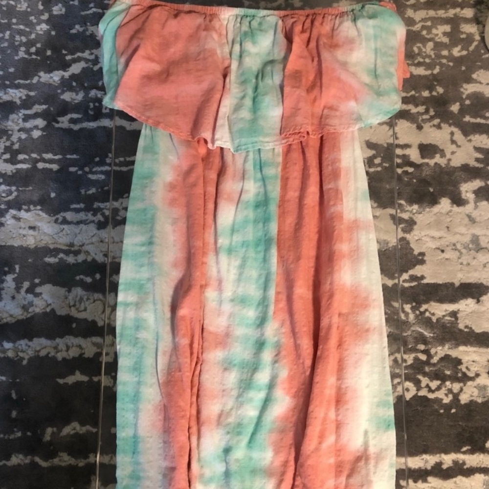 LOVE IN tie die off shoulder dress